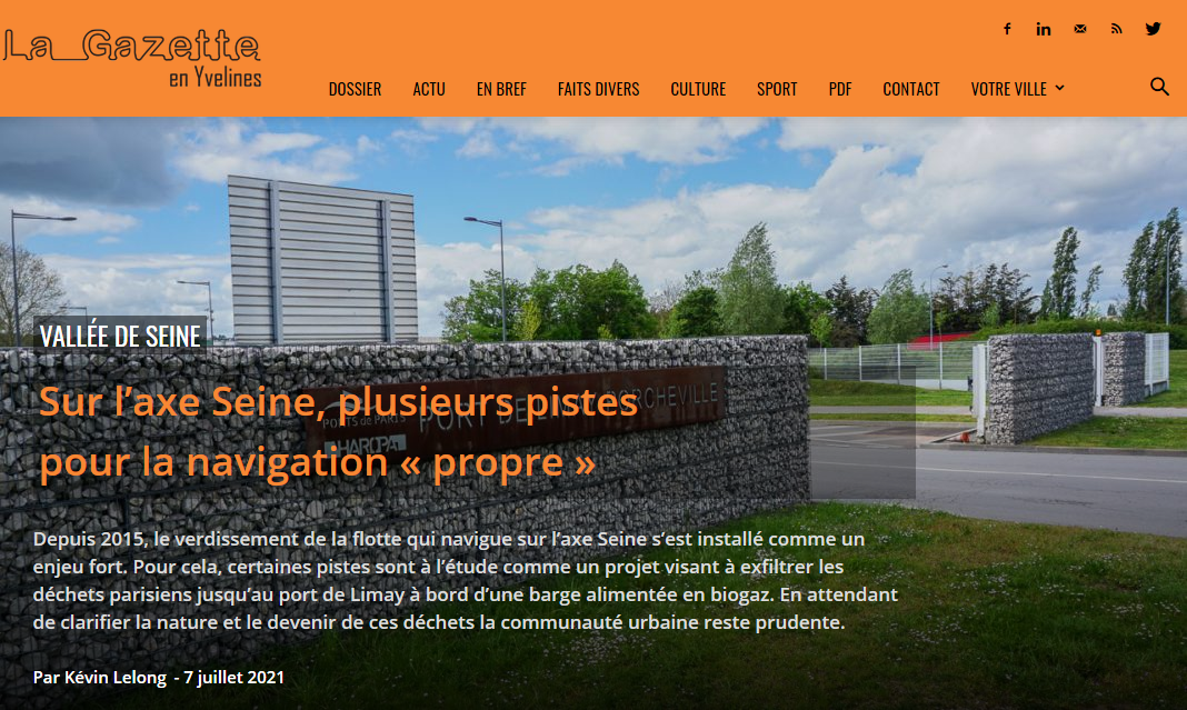  Lu dans la Gazette en Yvelines : Sur l'axe Seine, plusieurs pistes pour la navigation propre