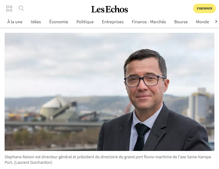 Lu dans Les Echos : Interview de Stéphane Raison, directeur général et président du directoire d'Haropa Port