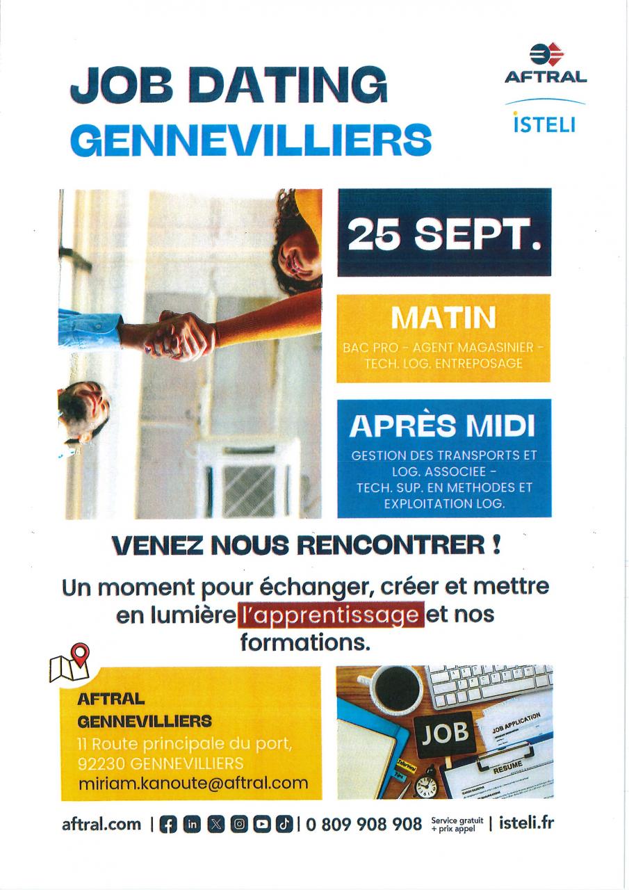 Invitation au Job Dating Apprentissage AFTRAL