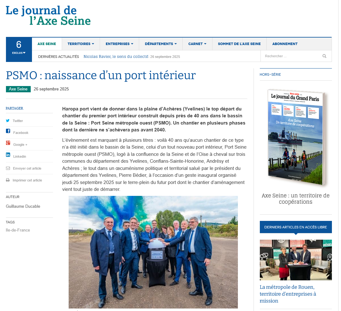 Lu dans le Journal de l'Axe Seine du 26/09/2025