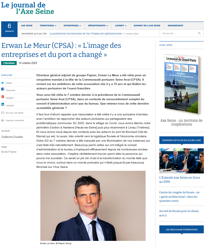 Lu dans le Journal de l'Axe Seine du 10/10/2025