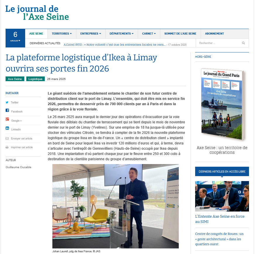 Lu dans le Journal de l'Axe Seine du 26/03/2025