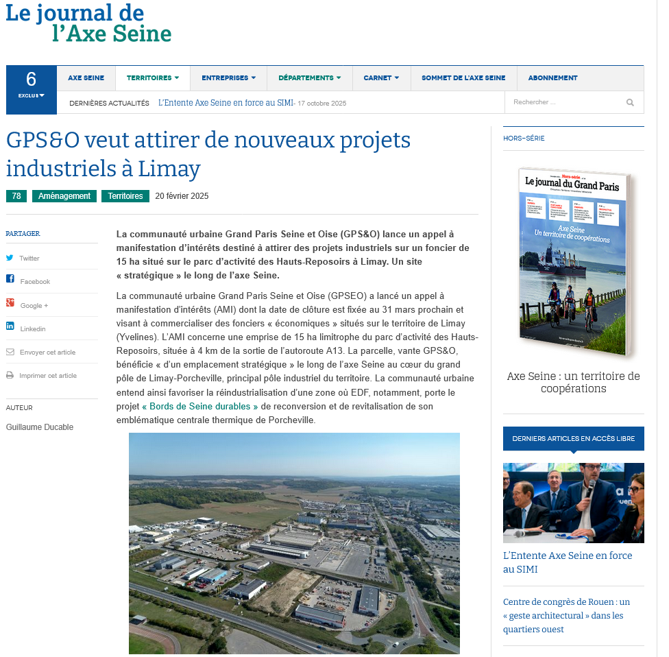 Lu dans le Journal de l'Axe Seine du 20/02/2025