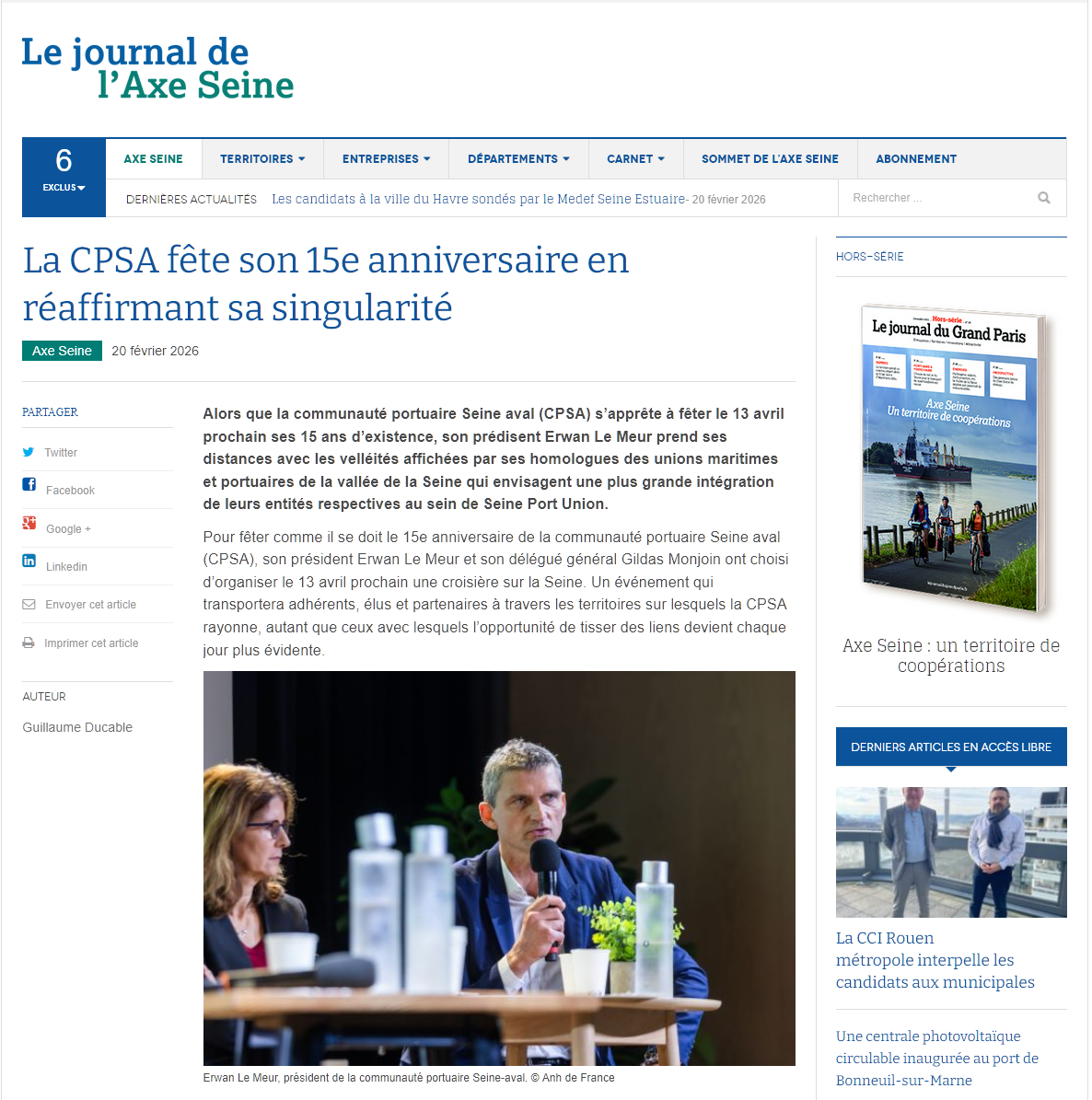 Lu dans le Journal de l'Axe Seine du 20/02/2026