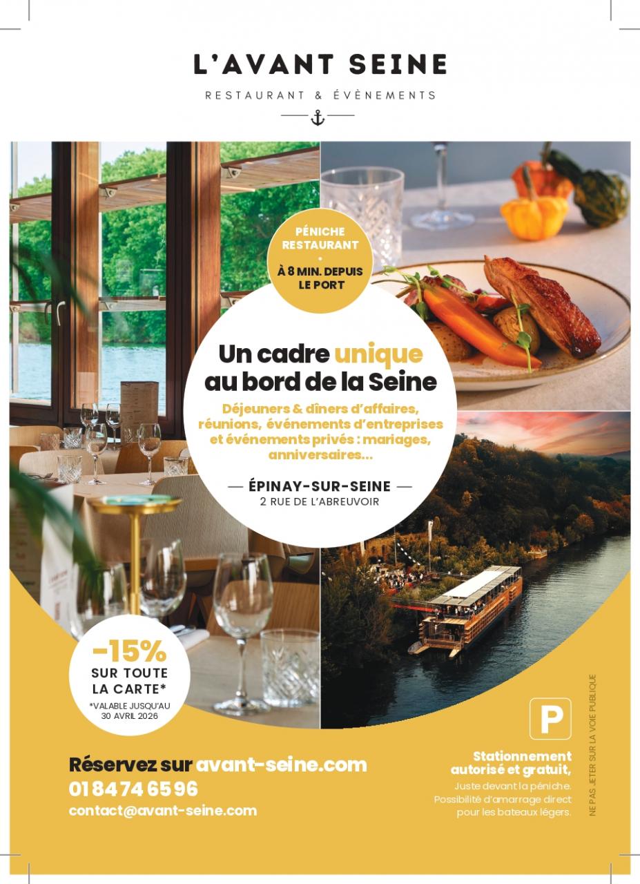 –15 % sur toute la carte : l’offre pour la Communaut� Portuaire Seine Aval est prolong�e � bord de L’Avant-Seine !