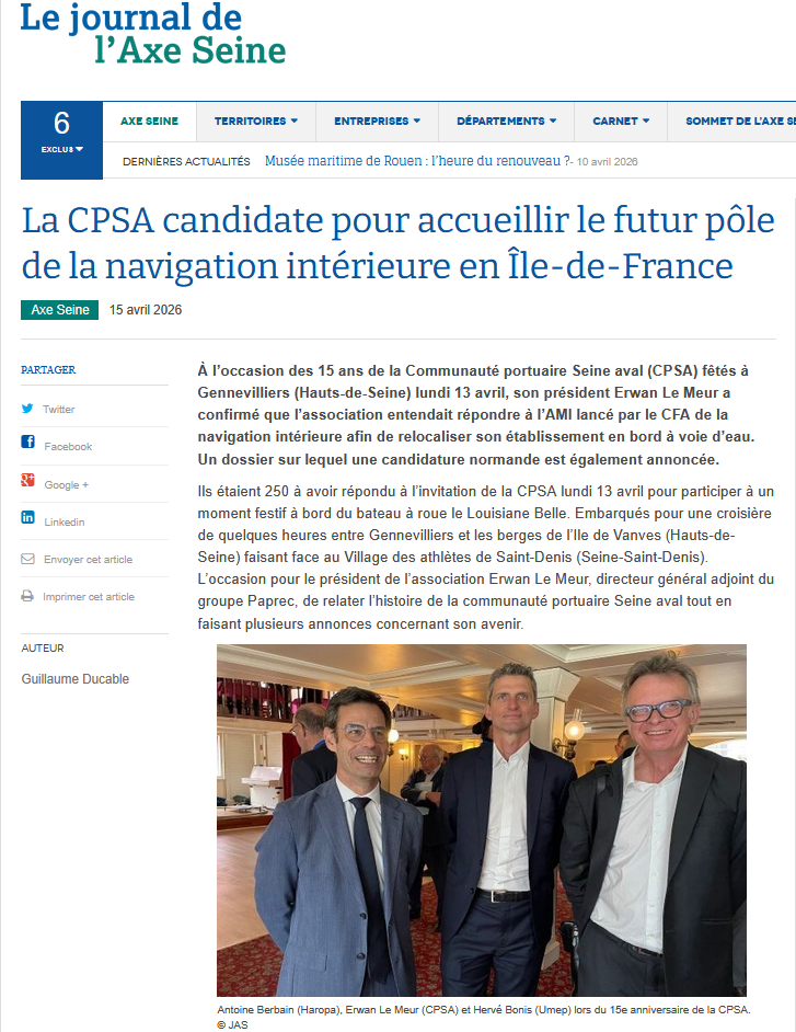 Lu dans le Journal de l'Axe Seine du 15/04/2026