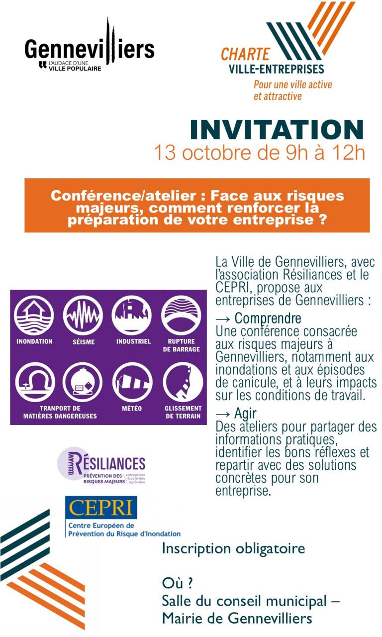 Conf�rence/atelier : Face aux risques majeurs, comment renforcer la pr�paration de votre entreprise ?