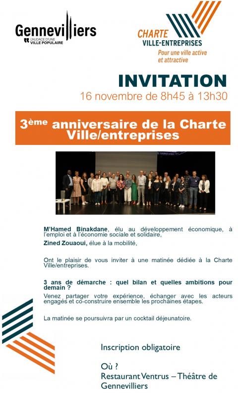 Charte Ville/entreprises : rendez-vous le 16 novembre pour le 3�me anniversaire